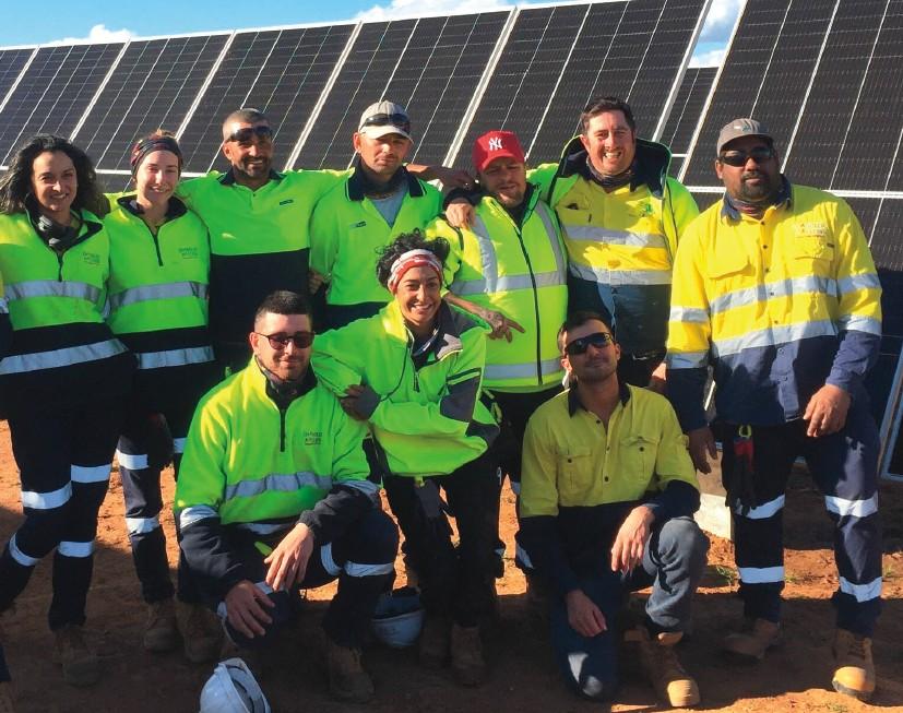 Happy solar form workers