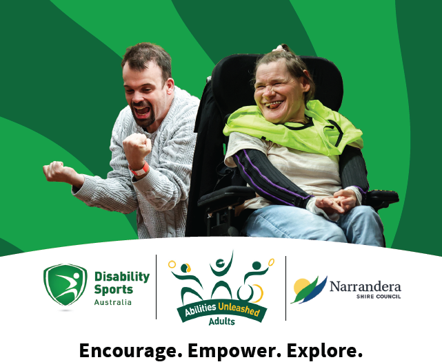 Abilities unleashed poster, depicting two people excited to play sport