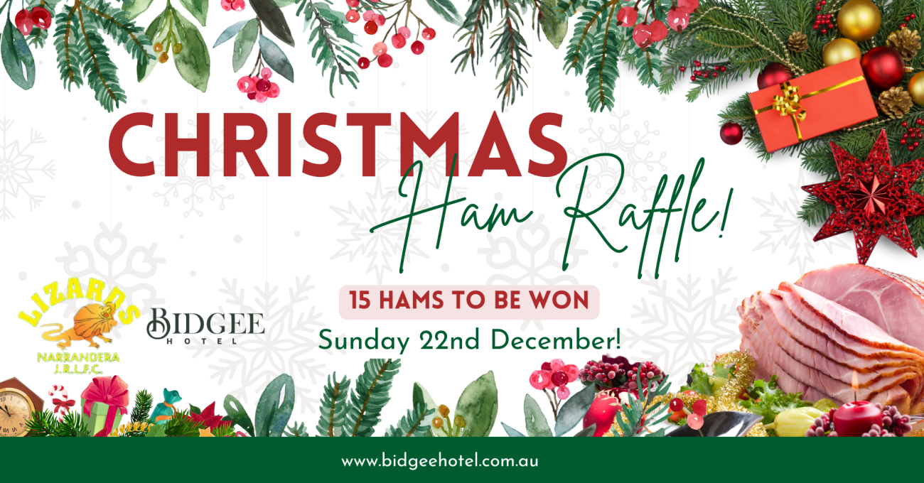 Christmas Ham Raffles supporting the Narrandera Lizards Junior Rugby League Club